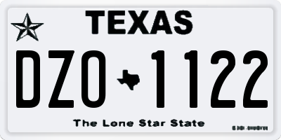 TX license plate DZO1122