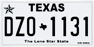 TX license plate DZO1131