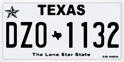 TX license plate DZO1132