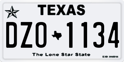 TX license plate DZO1134