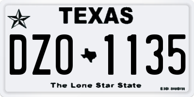 TX license plate DZO1135