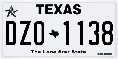 TX license plate DZO1138