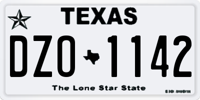 TX license plate DZO1142