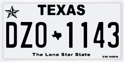 TX license plate DZO1143