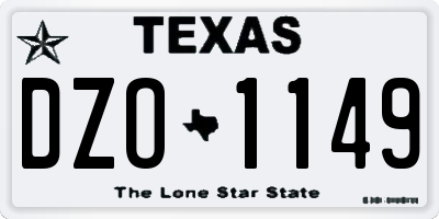 TX license plate DZO1149