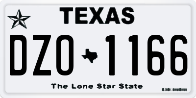 TX license plate DZO1166
