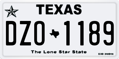 TX license plate DZO1189