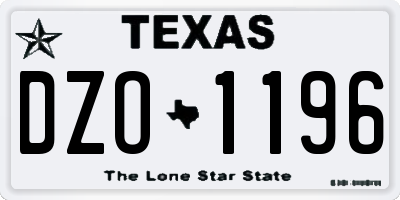 TX license plate DZO1196