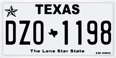 TX license plate DZO1198