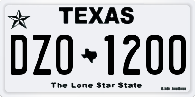 TX license plate DZO1200