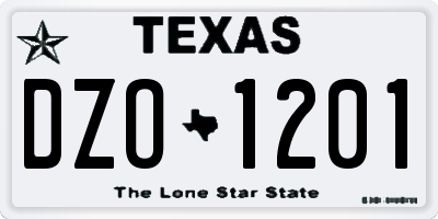 TX license plate DZO1201