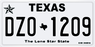 TX license plate DZO1209