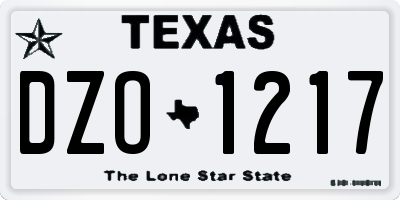 TX license plate DZO1217