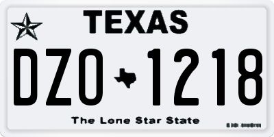 TX license plate DZO1218