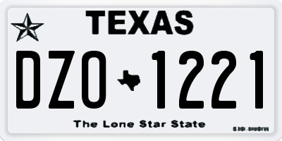 TX license plate DZO1221