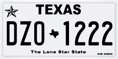 TX license plate DZO1222