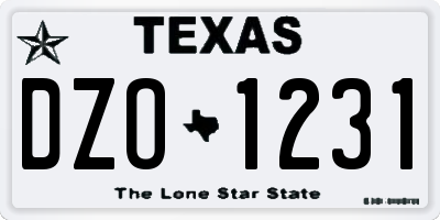 TX license plate DZO1231