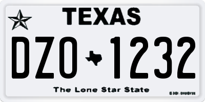 TX license plate DZO1232