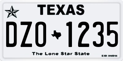 TX license plate DZO1235