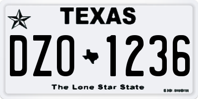 TX license plate DZO1236