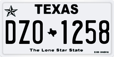 TX license plate DZO1258