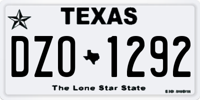 TX license plate DZO1292