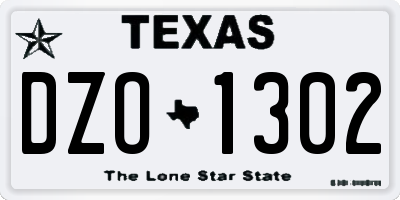 TX license plate DZO1302