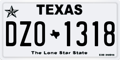 TX license plate DZO1318