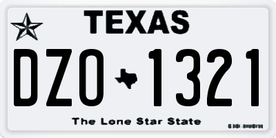 TX license plate DZO1321