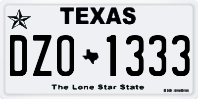 TX license plate DZO1333
