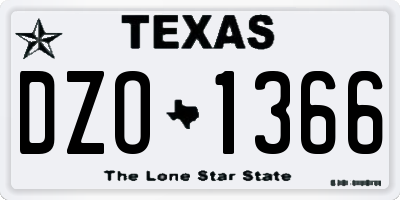 TX license plate DZO1366
