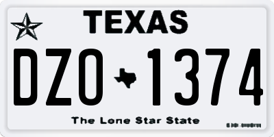 TX license plate DZO1374