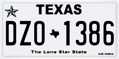 TX license plate DZO1386