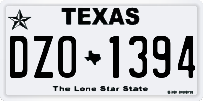 TX license plate DZO1394
