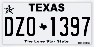 TX license plate DZO1397