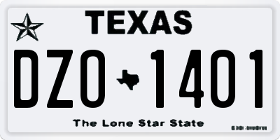 TX license plate DZO1401