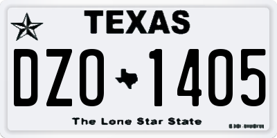 TX license plate DZO1405