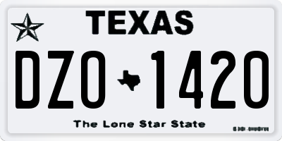 TX license plate DZO1420