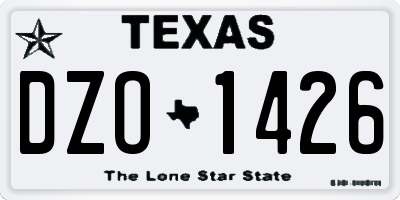TX license plate DZO1426