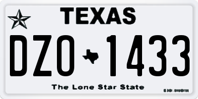 TX license plate DZO1433