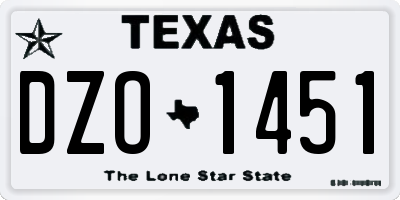 TX license plate DZO1451