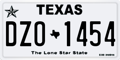 TX license plate DZO1454