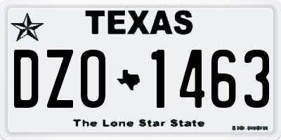 TX license plate DZO1463