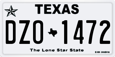 TX license plate DZO1472
