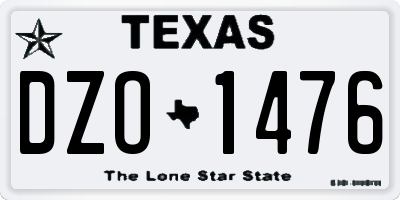TX license plate DZO1476