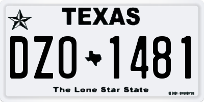 TX license plate DZO1481