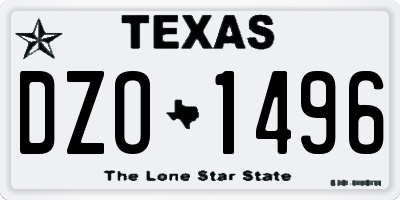 TX license plate DZO1496