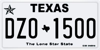 TX license plate DZO1500