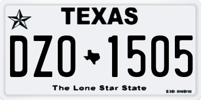 TX license plate DZO1505