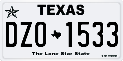 TX license plate DZO1533